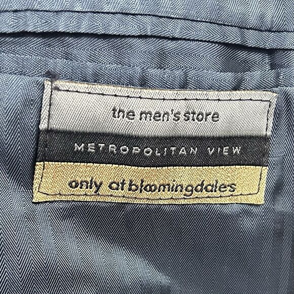 Metropolitan View 44L Sport Coat 100% Cashmere Navy Blue Three Button Lined - Picture 3 of 9